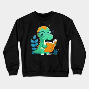 Cute Dinosaur Book Reading Crewneck Sweatshirt